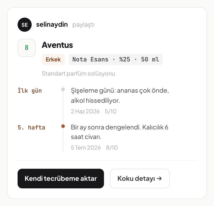 Takip akışındaki bir kayıt